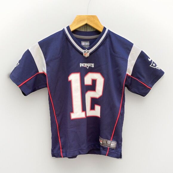 Nike NFL Tom Brady #12 New England Patriots Football Jersey Youth L (7) Blue EUC - Picture 1 of 6